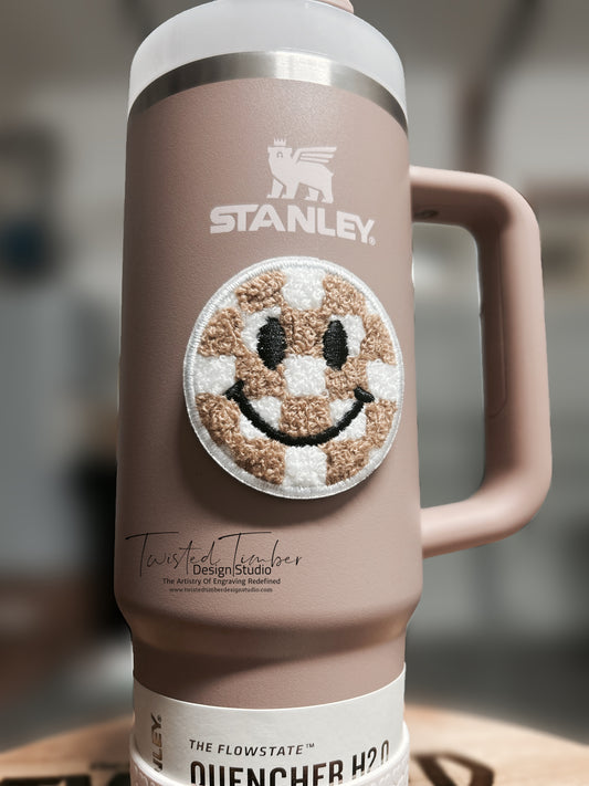 Tan Checkered Smiley Tumbler Magnet