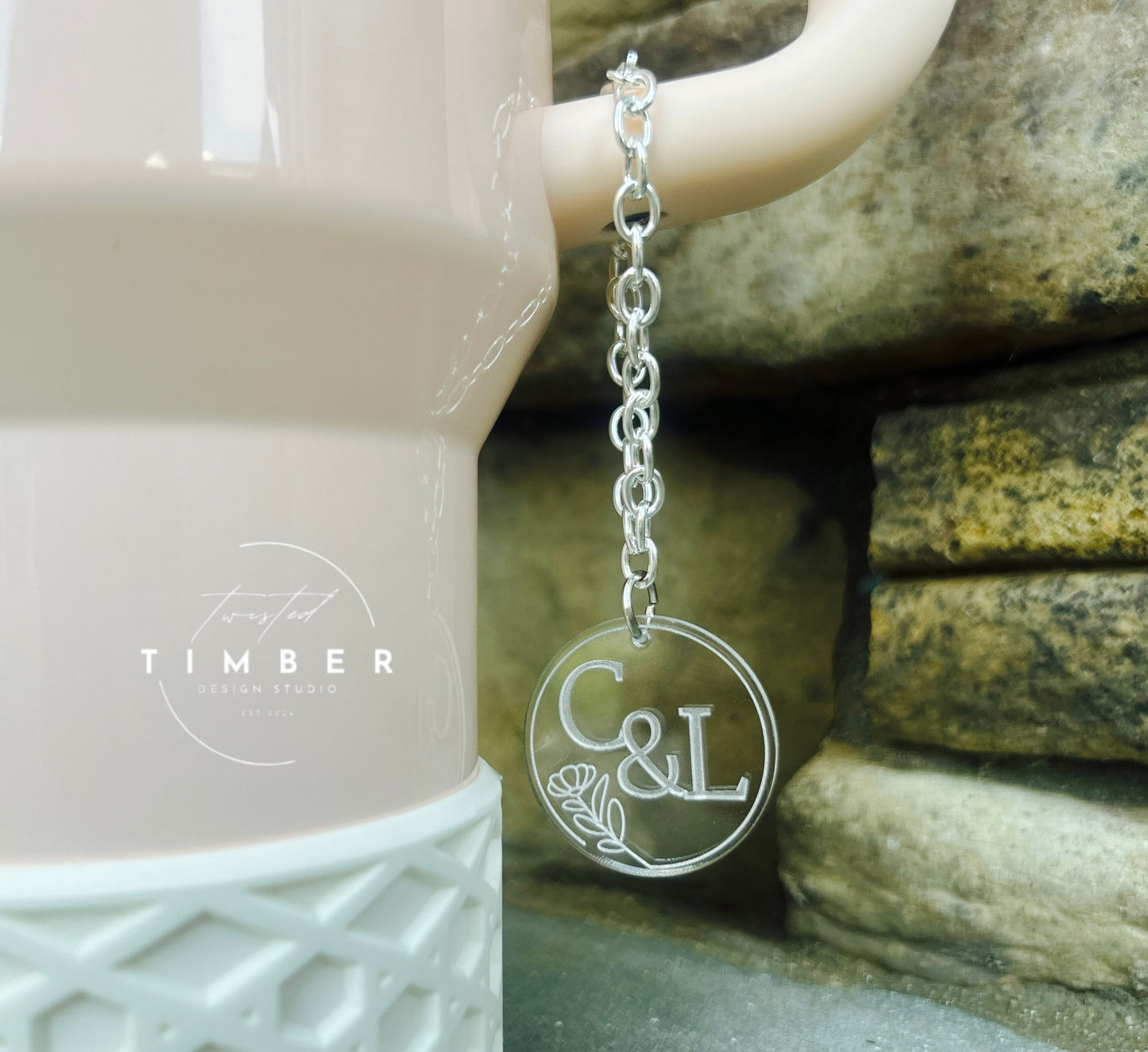 Bridal/Couples Initials Tumbler Handle Charm