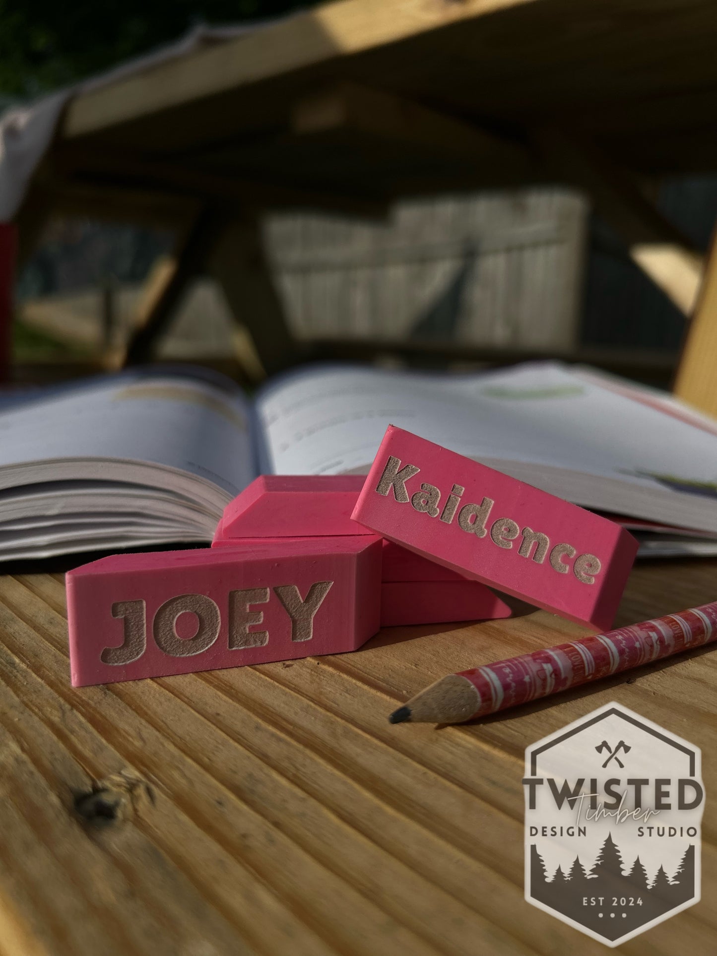 Personalized Engraved Pink Erasers