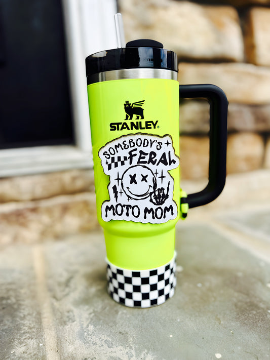 “Somebody’s feral moto mom” Tumbler Magnet