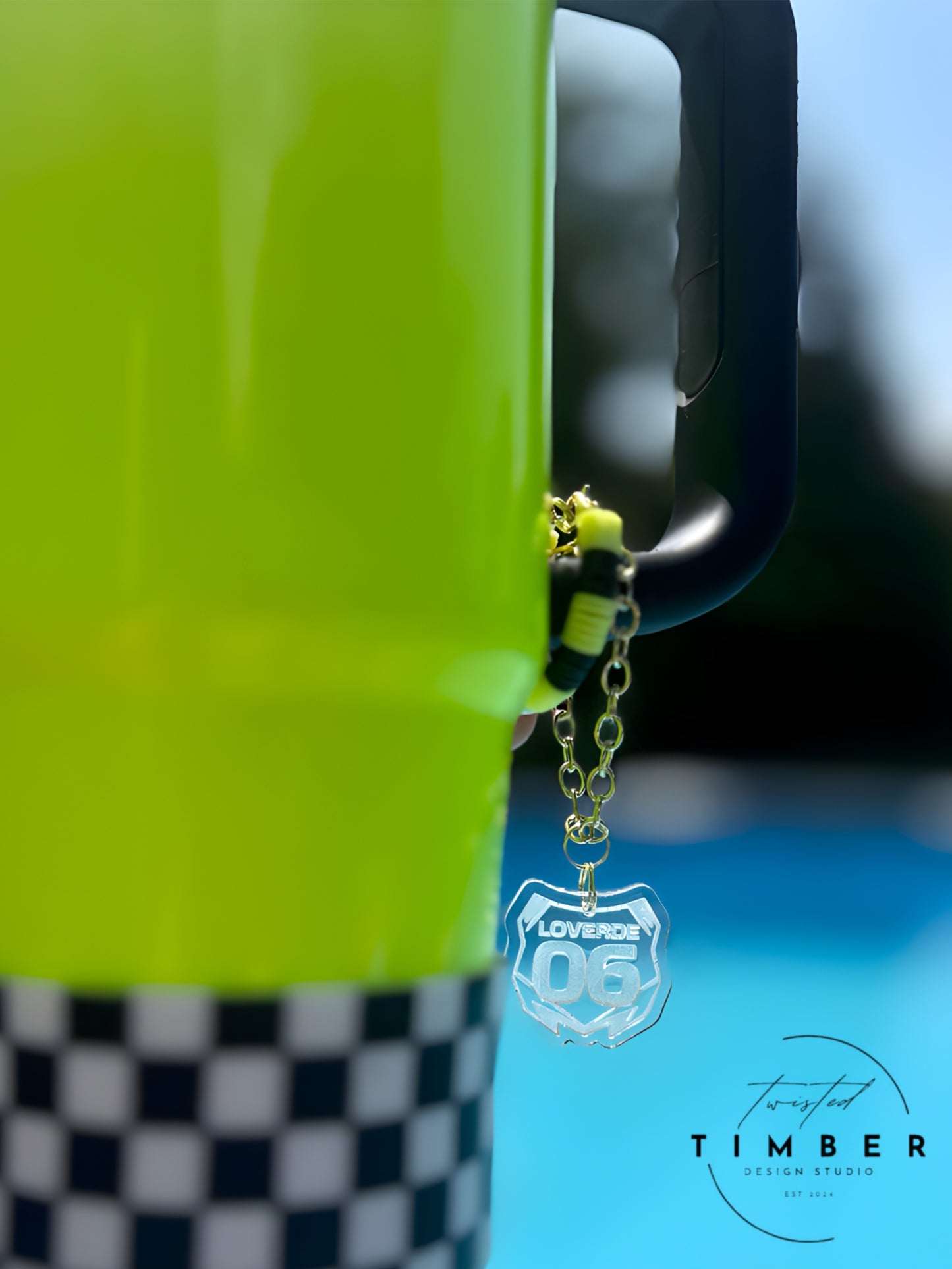 Moto Name & Number Plate Tumbler Handle Dangle Charm