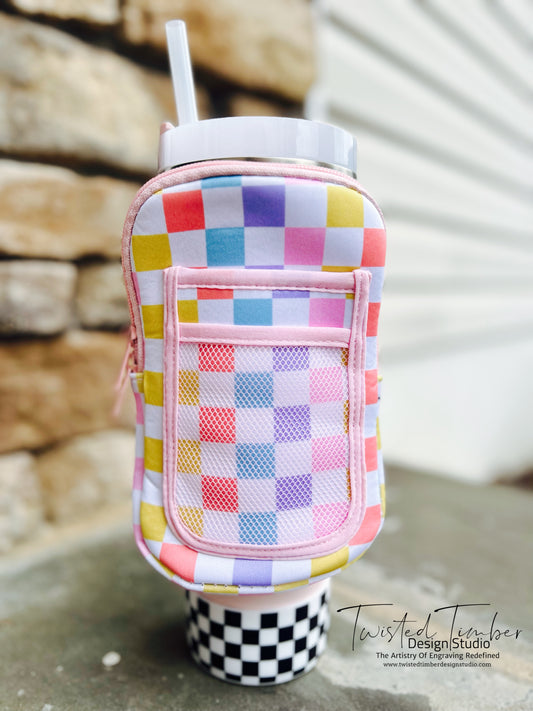 Colorful Checkered Tumbler Zip Pouch