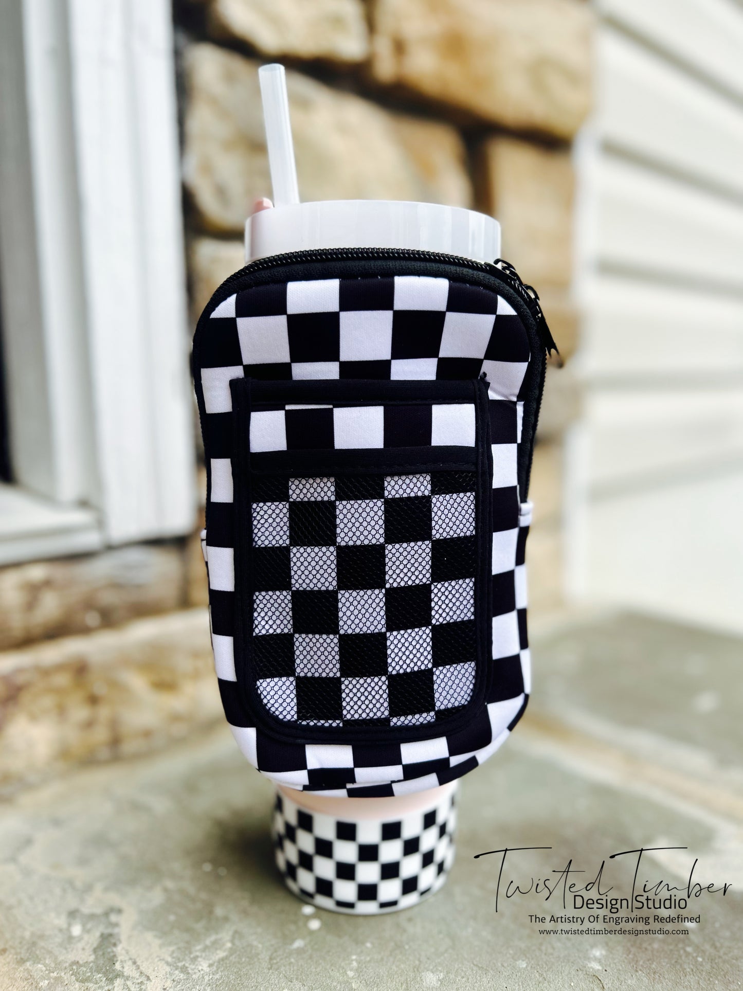 Classic B&W Checkered Tumbler Zip Pouch