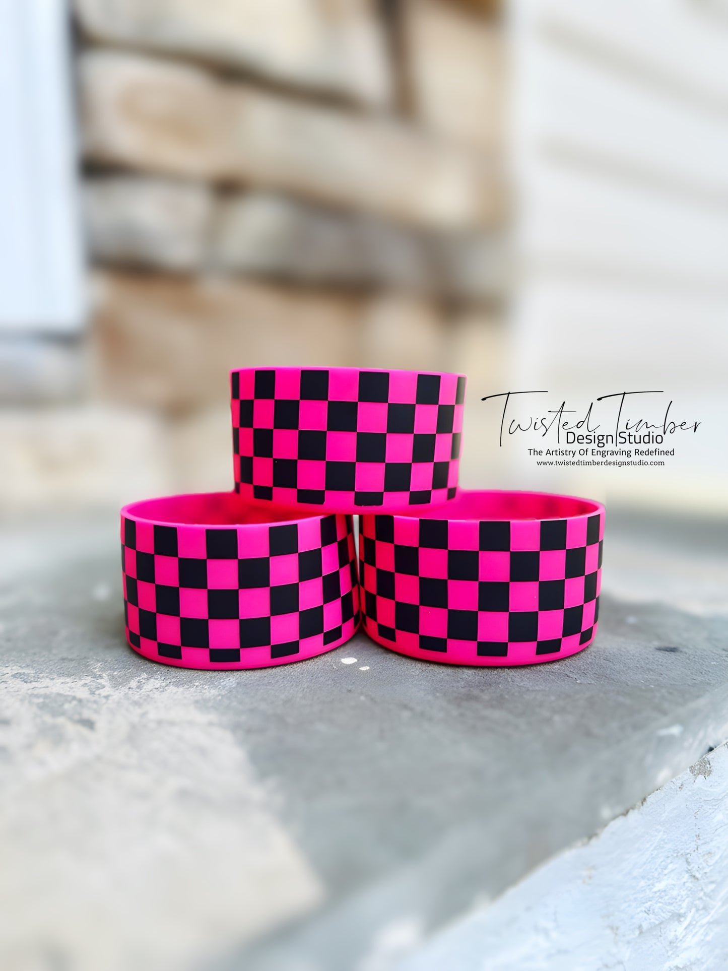 Neon Pink Checkered Tumbler Boot