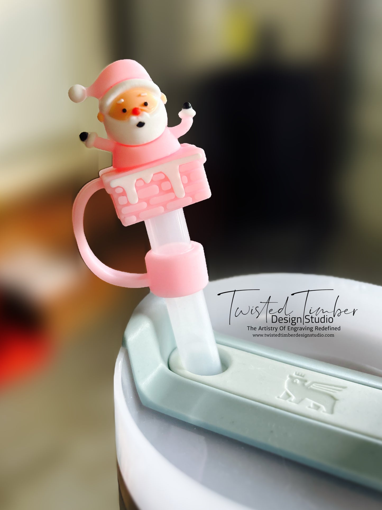 Pink Santa Straw Topper