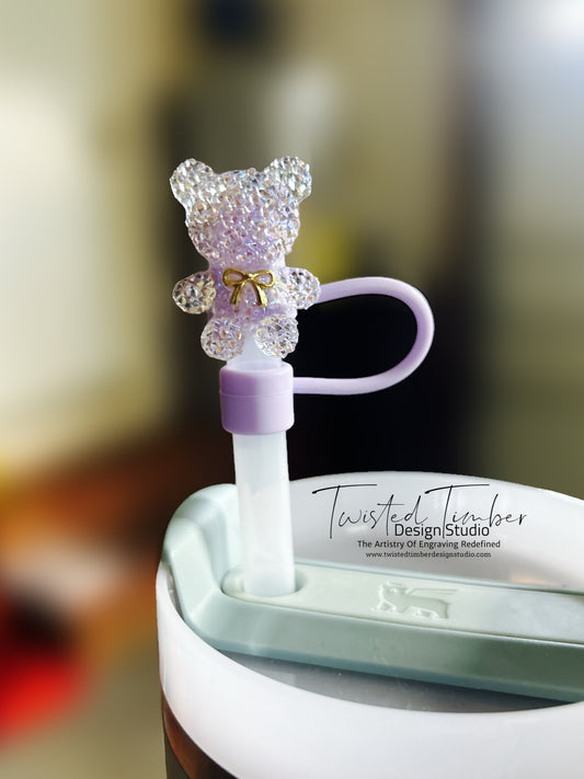 Boujee Crystal Bear Straw Toppers