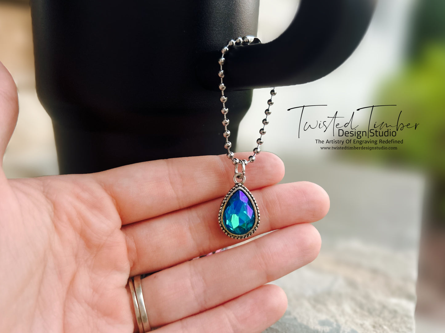 Blue Color Shift Tear Drop Crystal Handle Charm