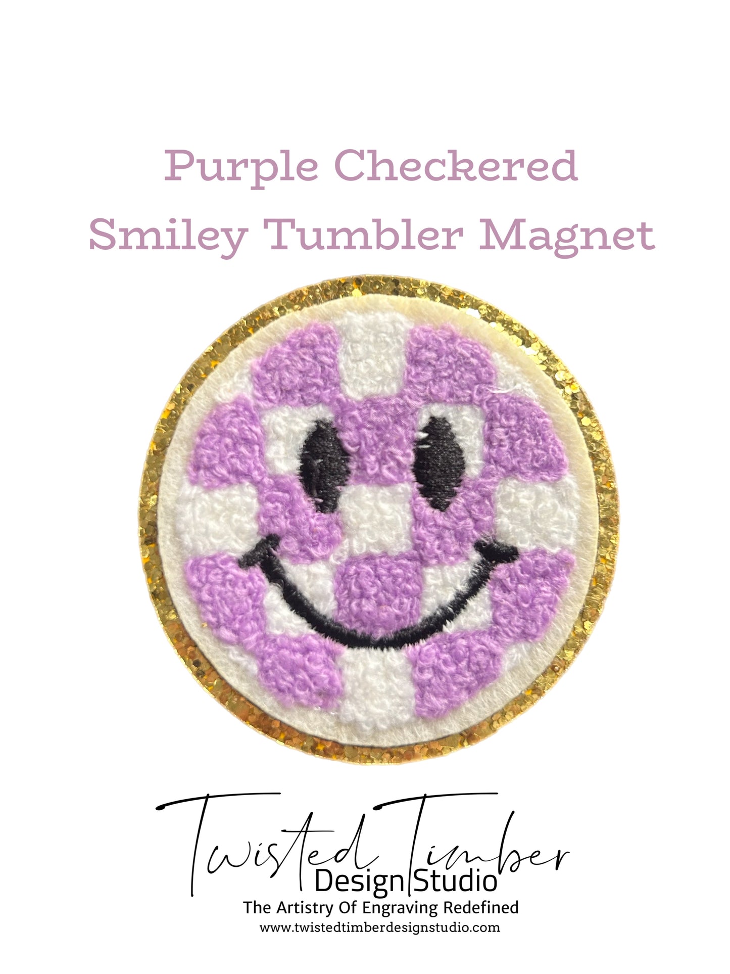 Purple Checkered Smiley Tumbler Magnet