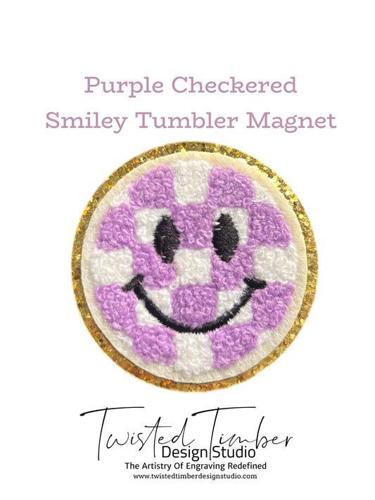 Purple Checkered Smiley Tumbler Magnet