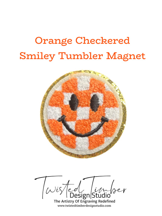 Orange Checkered Smiley Tumbler Magnet