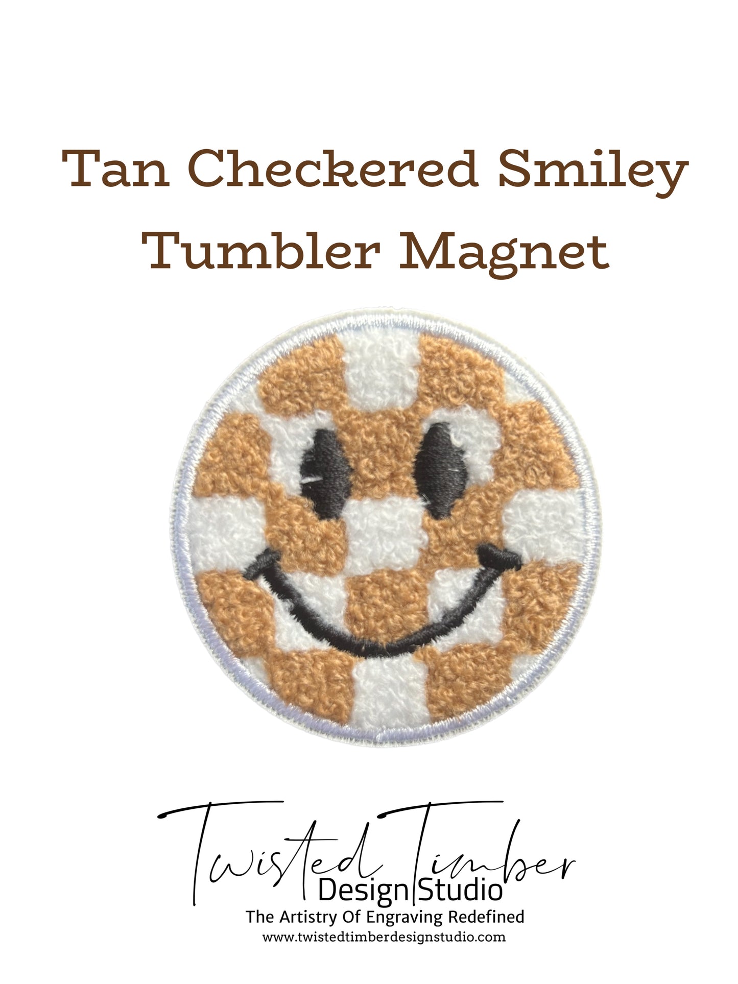 Tan Checkered Smiley Tumbler Magnet