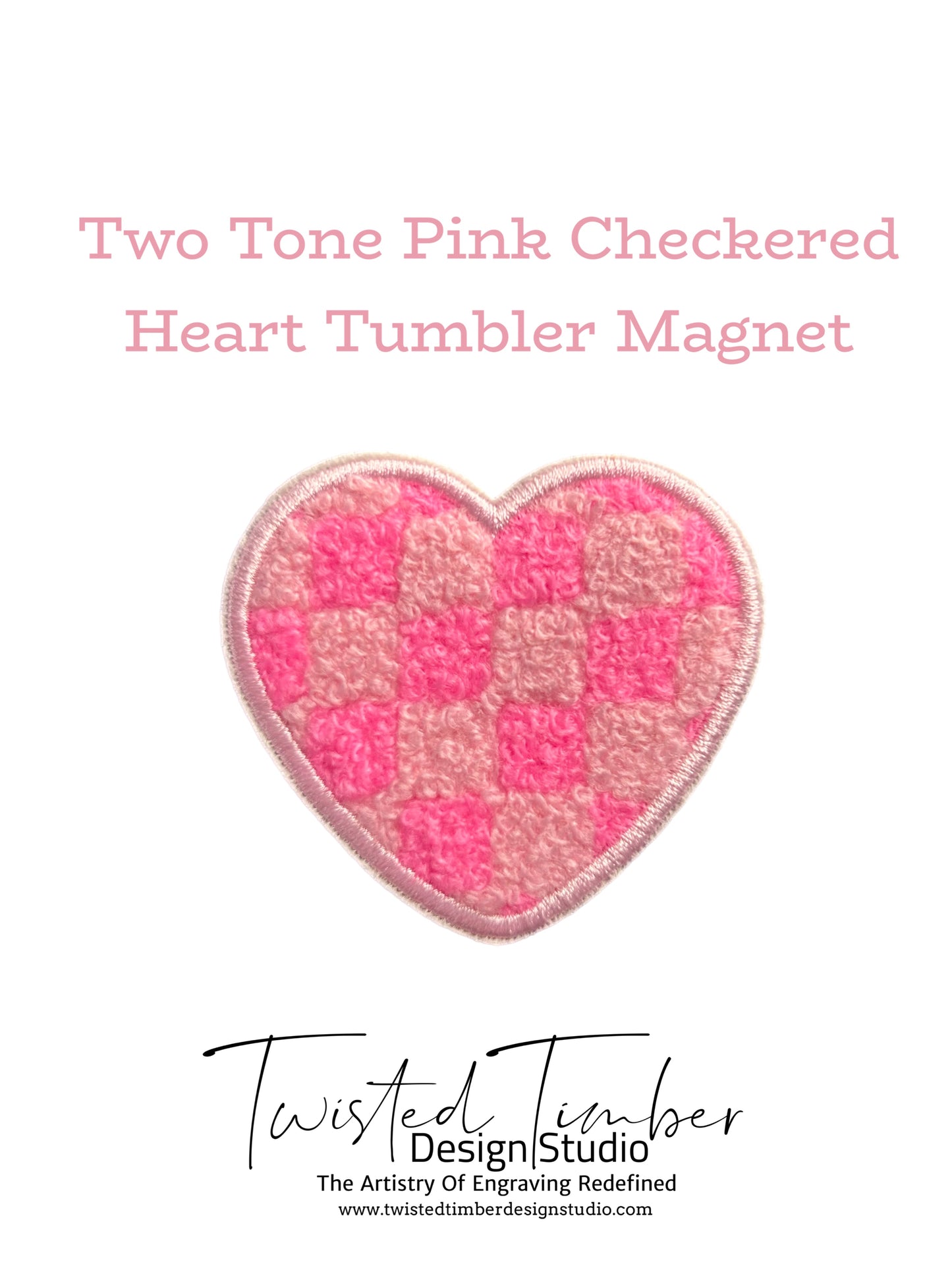 Two Pink Pink Checkered Heart Tumbler Magnet