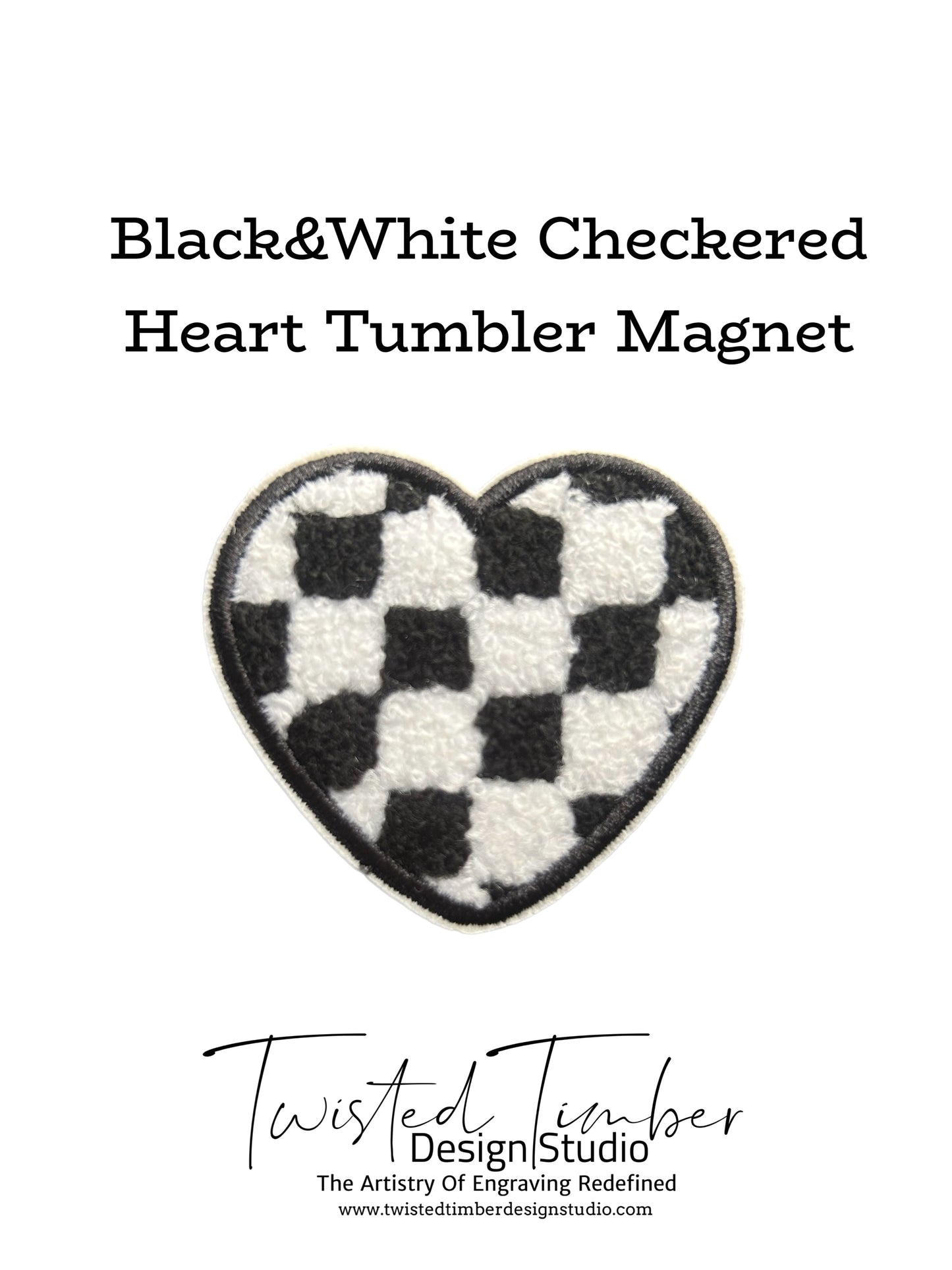 Black&White Checkered Heart Tumbler Magnet