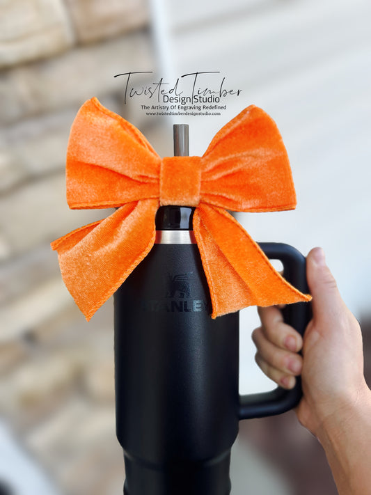 Pumpkin Velvet Straw Bow